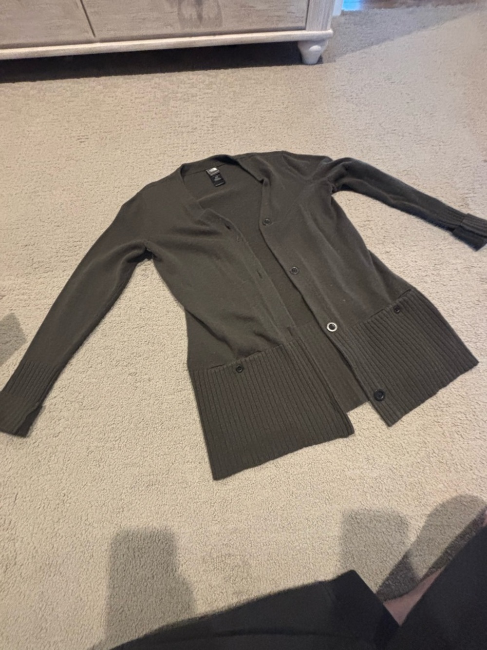 The North Face Olive Green Button-Up Ribbed Hem Cardigan